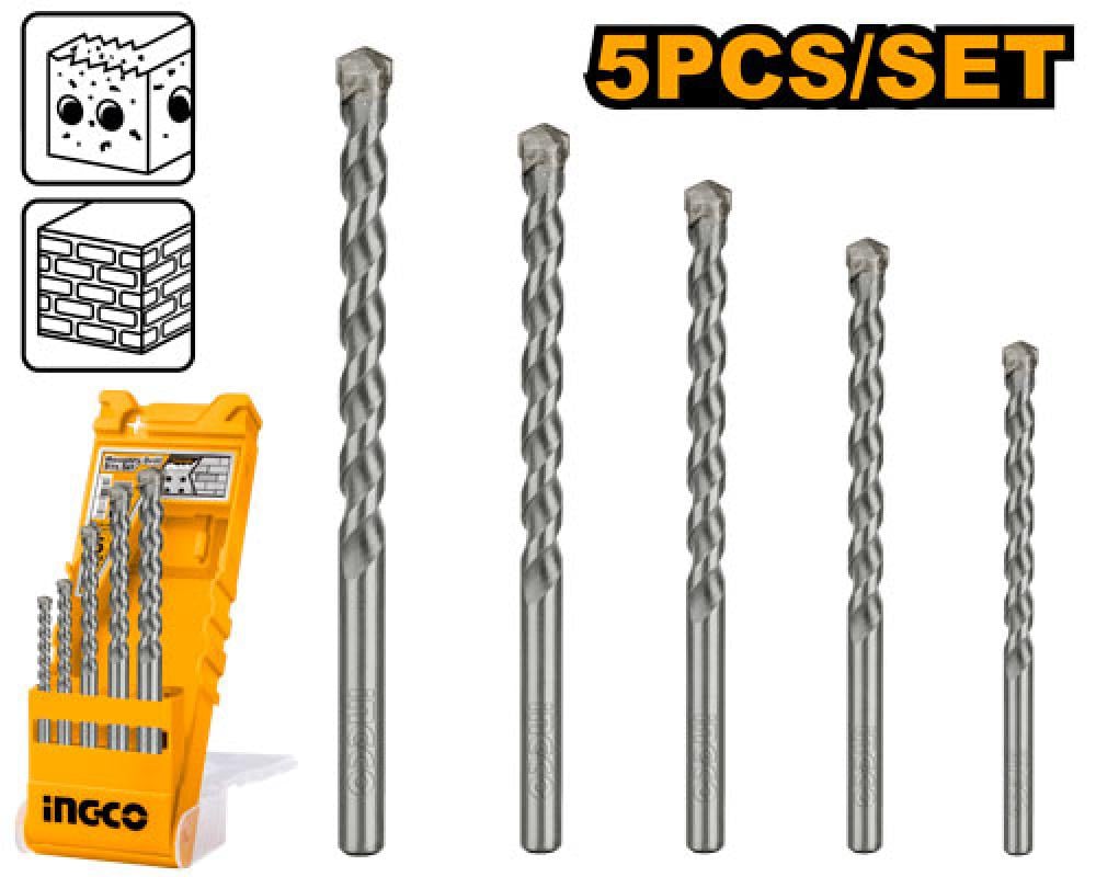 INGCO Black SDS Masonry Drill Bit Set – 5 Piece