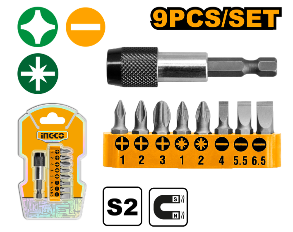 Screwdriver Bit Set with Extension – 9 Piece