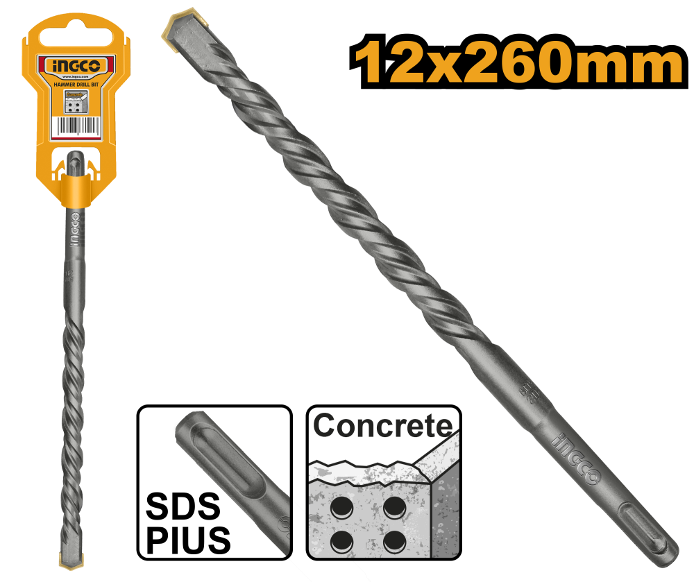 INGCO Black Masonry Drill Bit 12×260mm