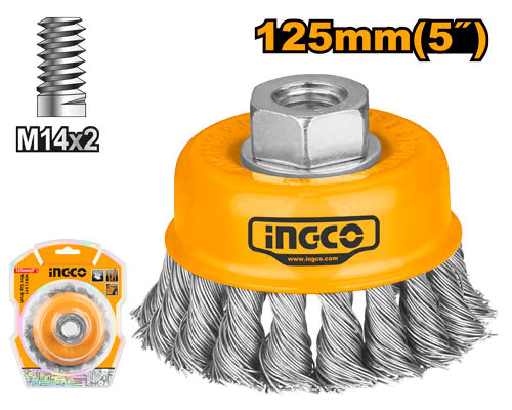 INGCO Twisted Knot Wire Cup Brush 5" 125mm