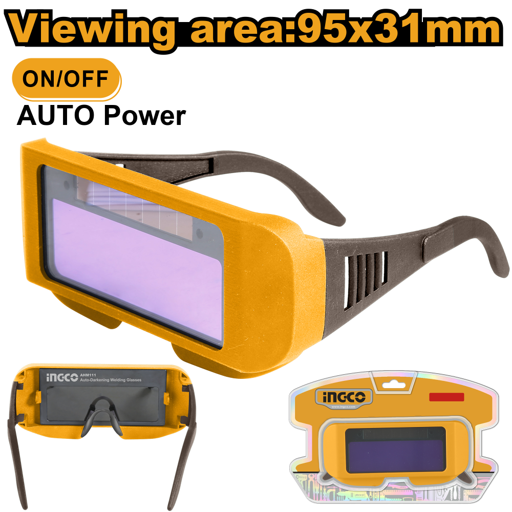 INGCO Auto-Darkening Welding Goggles 95×31mm