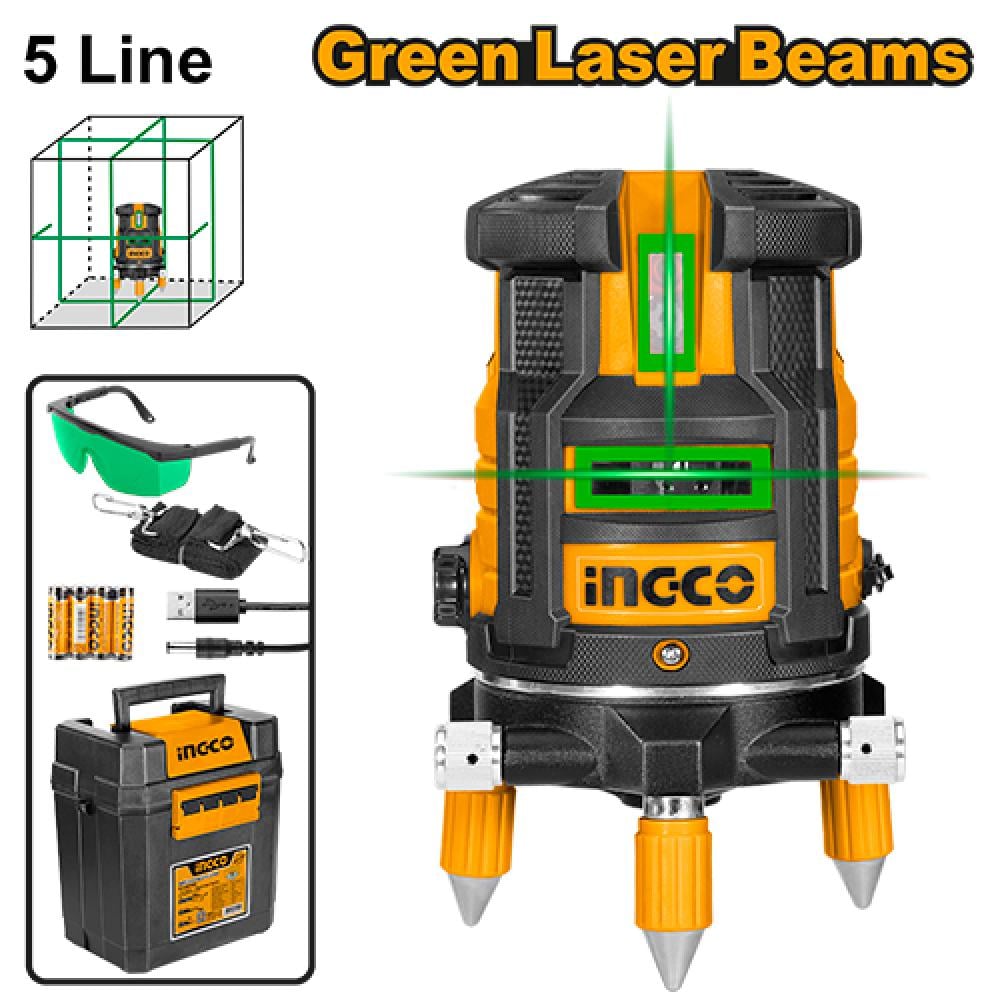 INGCO Green Laser Level 30m – 1H + 4V Lines