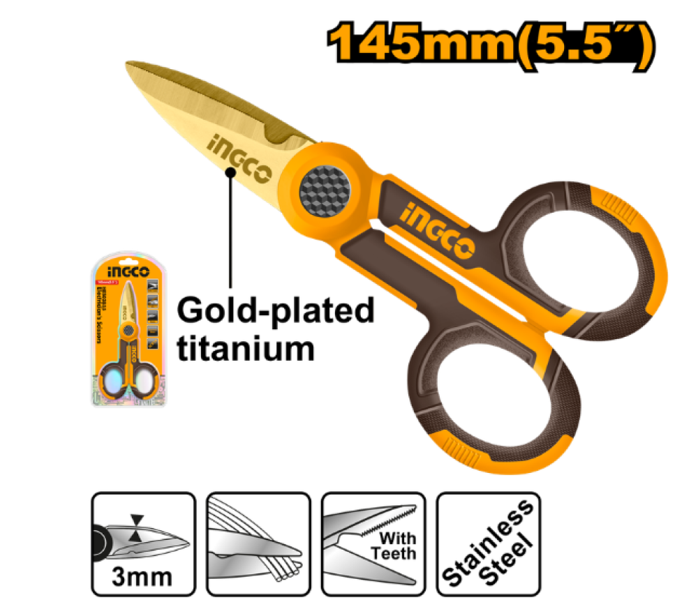 INGCO Electric Stainless Scissors 145mm (5.5")