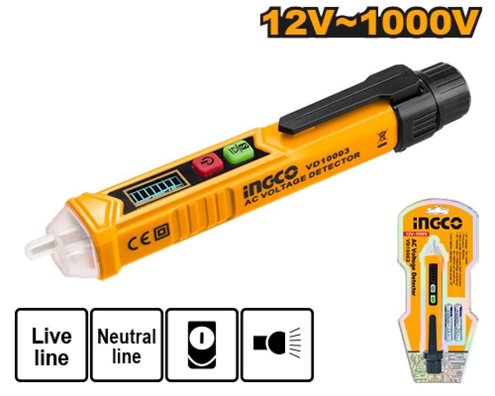 INGCO AC Voltage Detector – Audio & Visual Alert