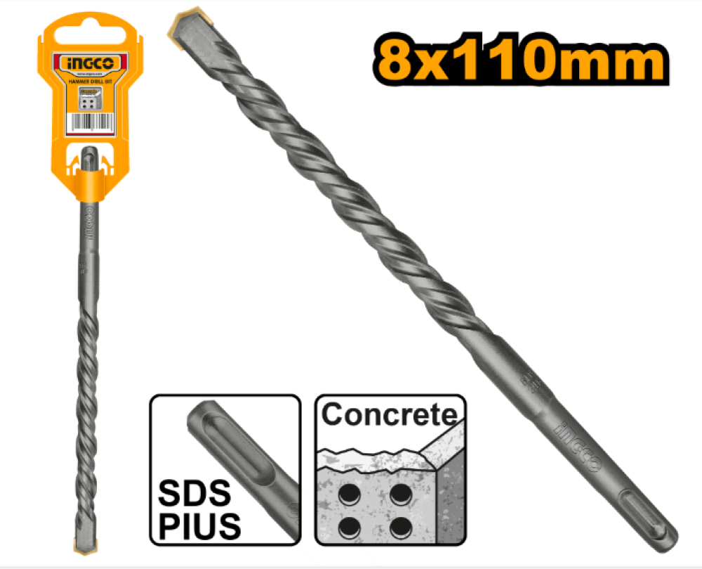 INGCO Black SDS-Plus Drill Bit 8×110mm