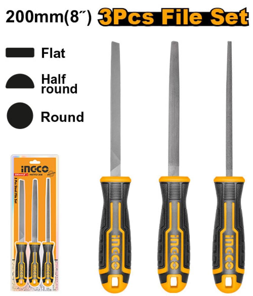 INGCO Metal File Set 3-Piece 8"