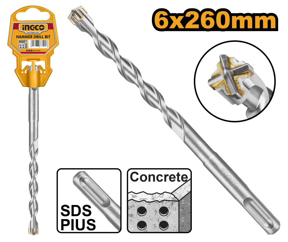 INGCO HQ Black Masonry Drill Bit 6×260mm