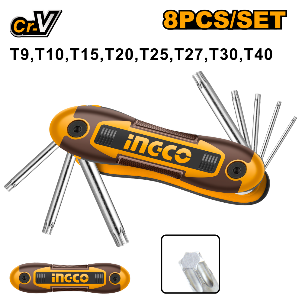 INGCO Hex Key Set – 8 Piece Short Star/Torx