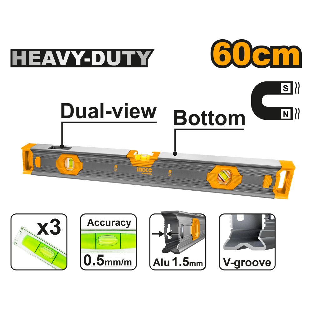 INGCO Industrial Spirit Level 60cm Magnetic HSL68060