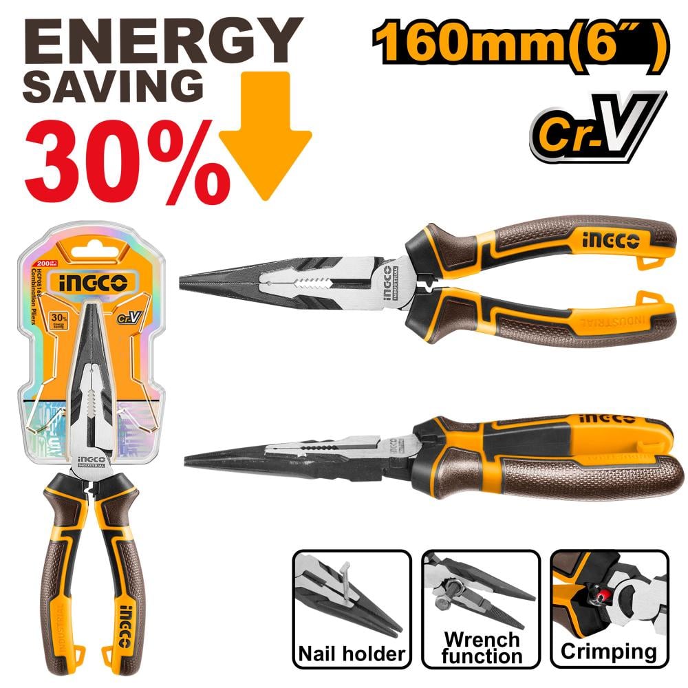 INGCO Heavy-Duty Combination Pliers 6"