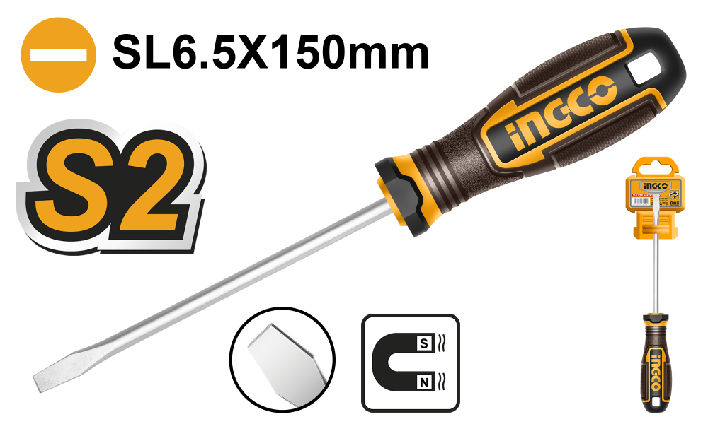 INGCO Flat Screwdriver 150×6.5mm B