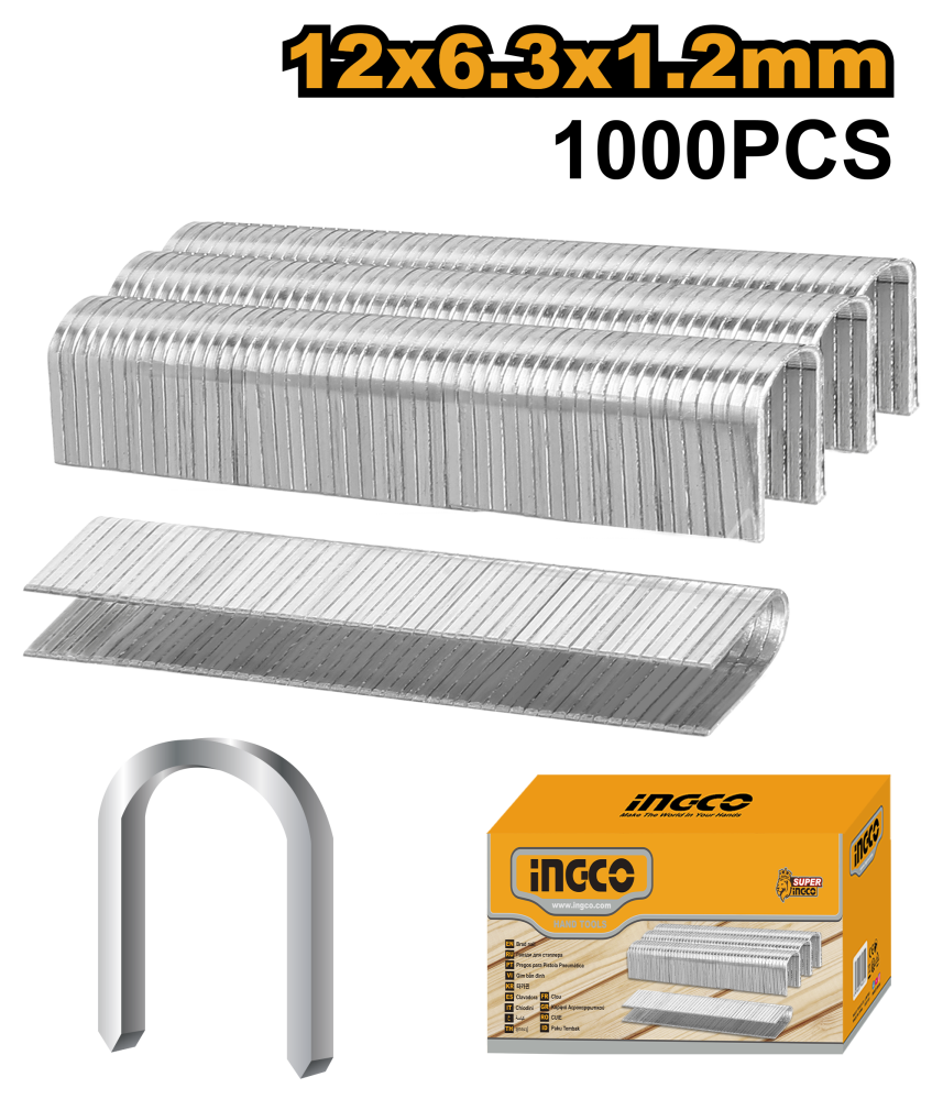 INGCO U-Shape Staples 12mm – 1000 Piece
