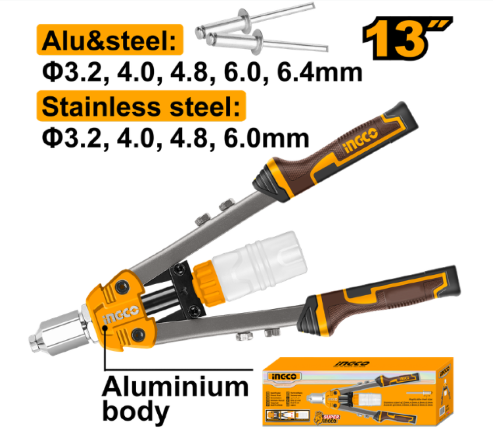 INGCO Manual Rivet Pliers 13" – Steel & Aluminium