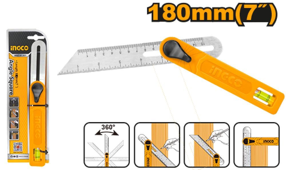 INGCO Sliding Bevel Square 7" with Spirit Level