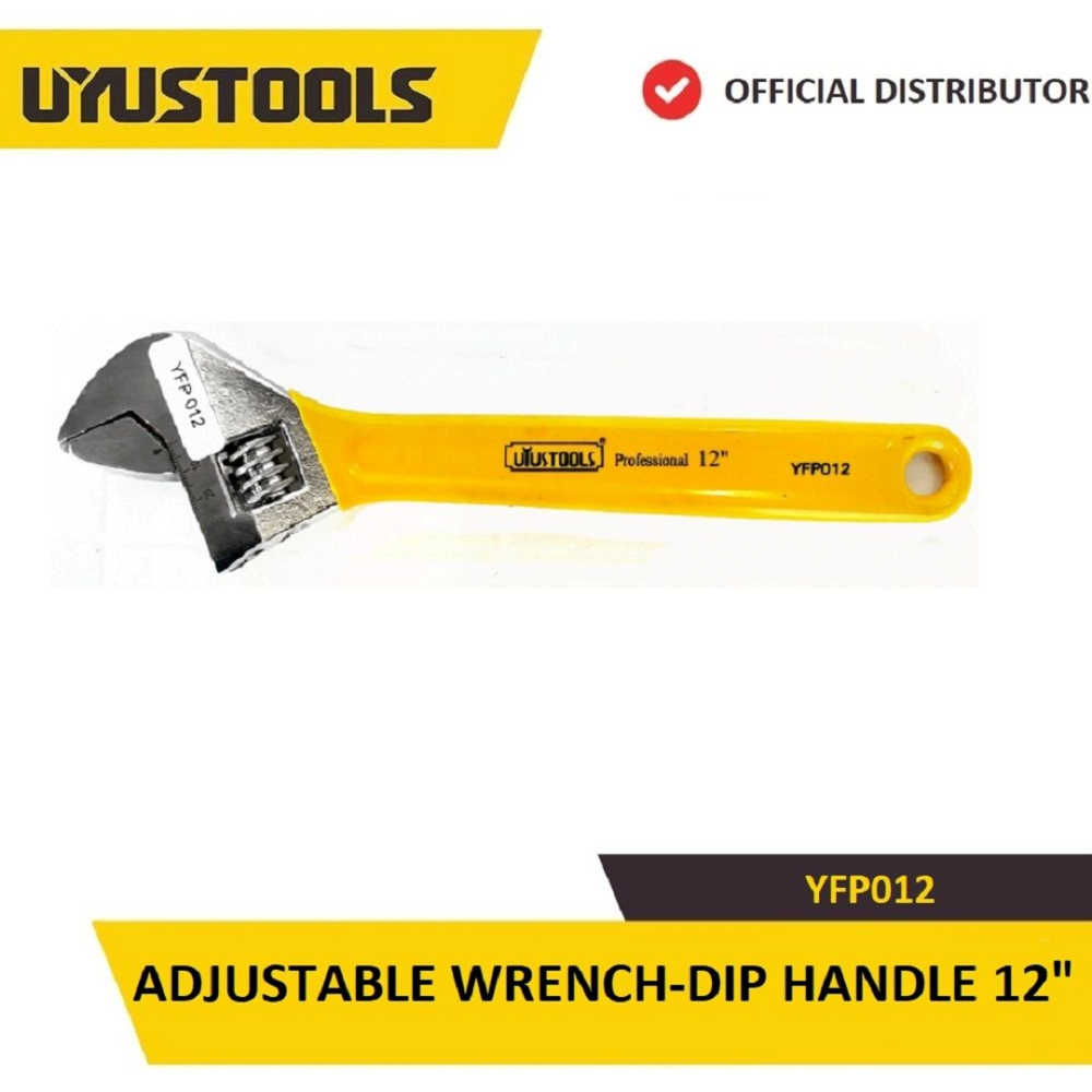 UYUSTOOLS Adjustable Spanner 12" Rubber Handle
