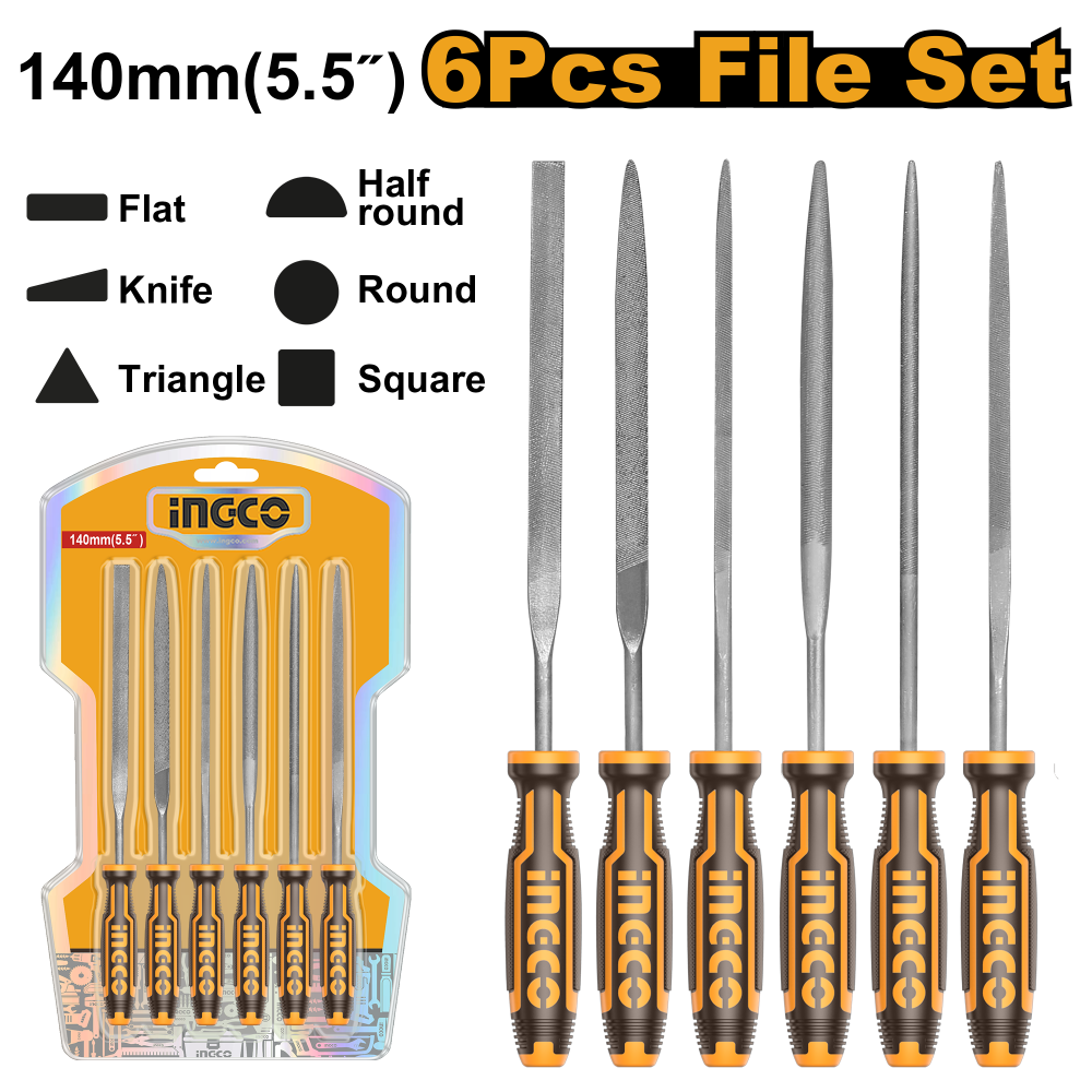 INGCO Metal File Set 6-Piece 5.5" (140mm)