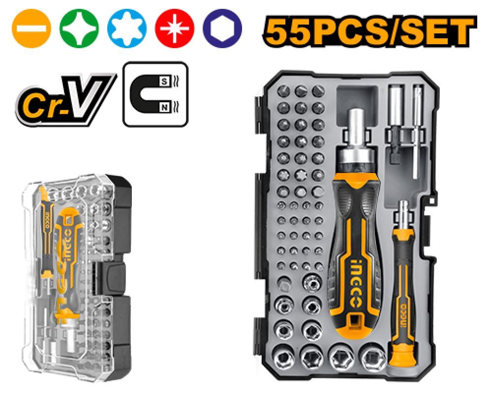 INGCO Screwdriver Bit Set – 55 Piece