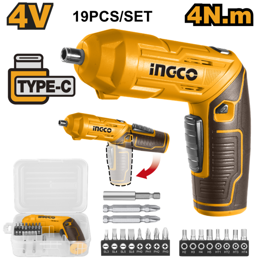 Cordless Screwdriver 4V with Multiple Bits