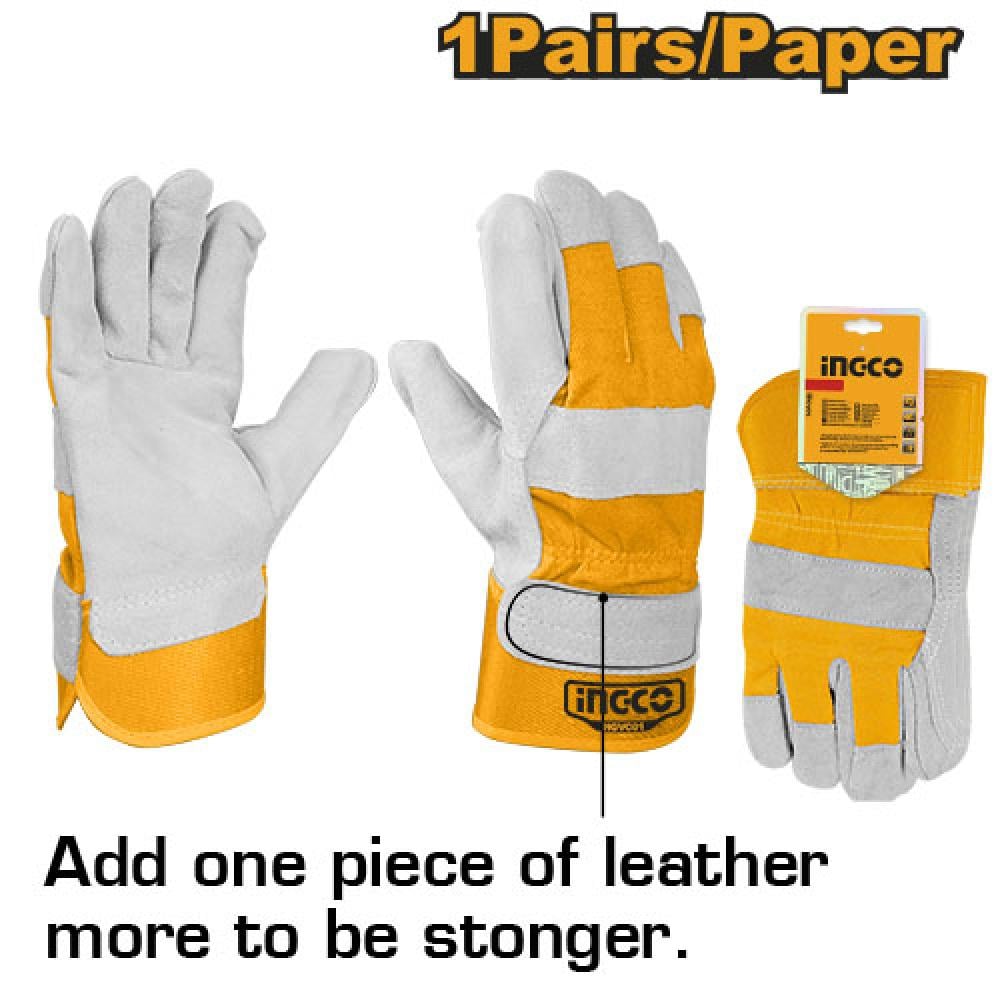 INGCO Leather Safety Work Gloves 10.5"
