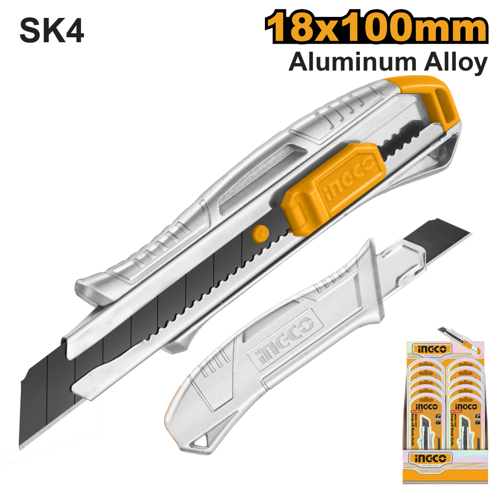 INGCO Snap-Off Knife Aluminium Handle with 4 Blades