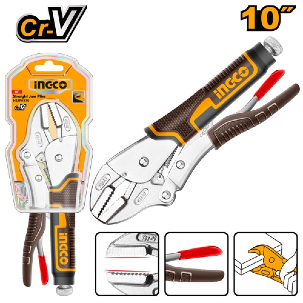 INGCO Locking Pliers 10" Straight Jaw CR-V