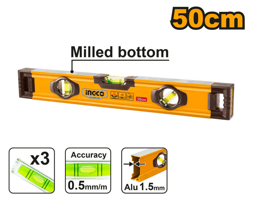 INGCO Industrial Spirit Level 50cm – Double Side