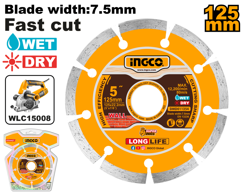 INGCO Open Granite Disc 5" (125mm) for Wall Chaser WLC15008