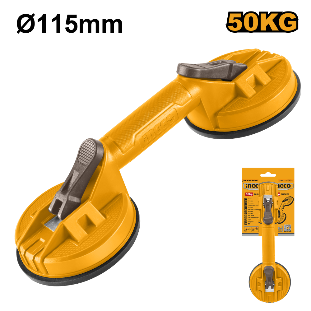 INGCO Dual Glass Suction Lifter 50kg 155mm