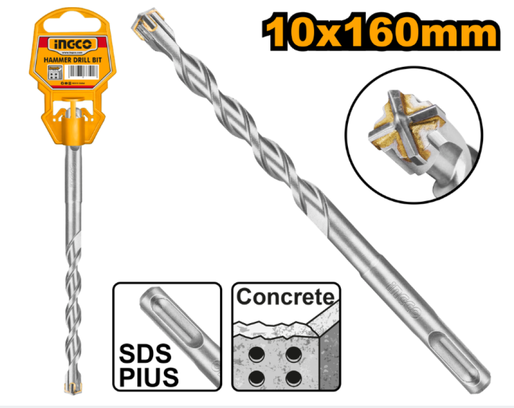 INGCO HQ Black SDS-Plus Drill Bit 10×160mm