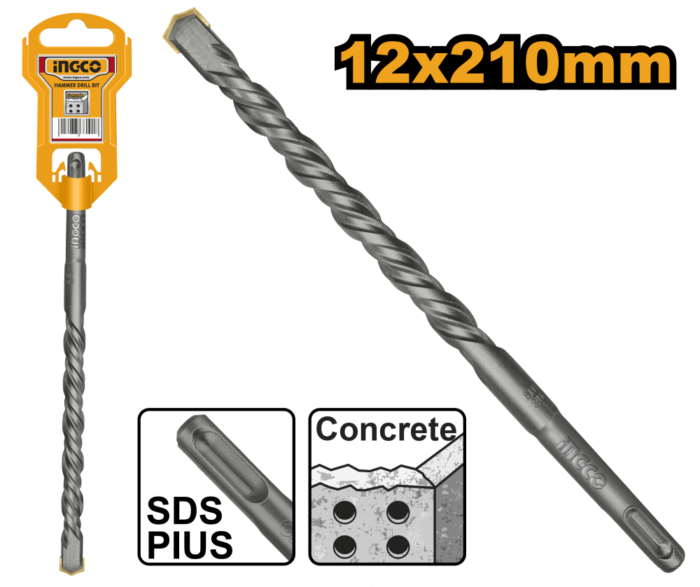 INGCO Black Masonry Drill Bit 12×210mm