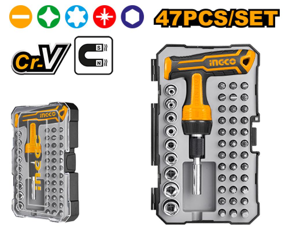 INGCO T-Handle Screwdriver Set – 47 Piece