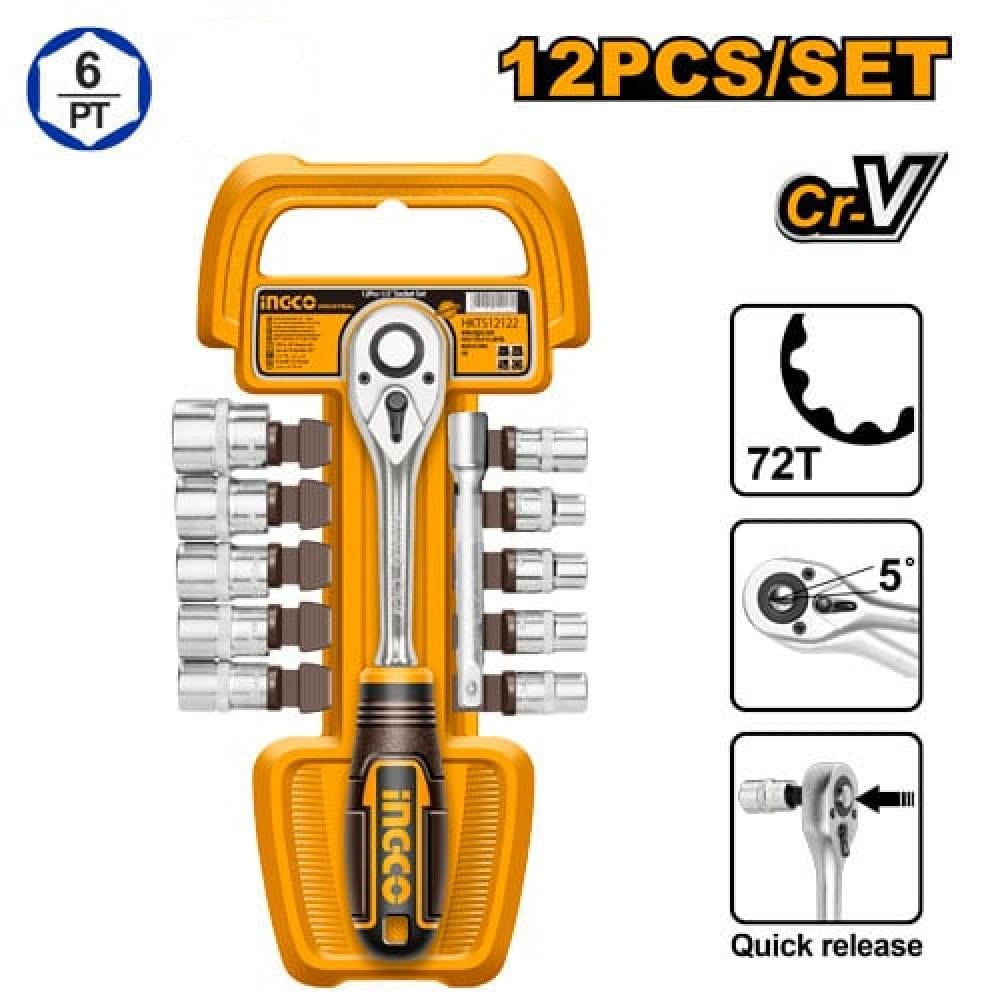 INGCO Socket Wrench Set – 12 Piece 2 Sizes