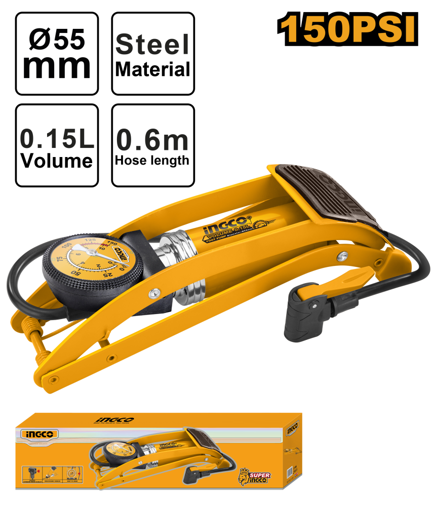 INGCO Foot Air Pump with Pressure Gauge