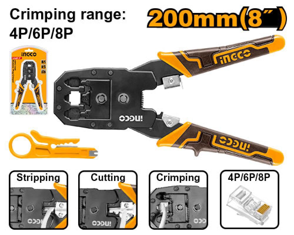 INGCO RJ45/RJ11 Network Cable Crimper 8"