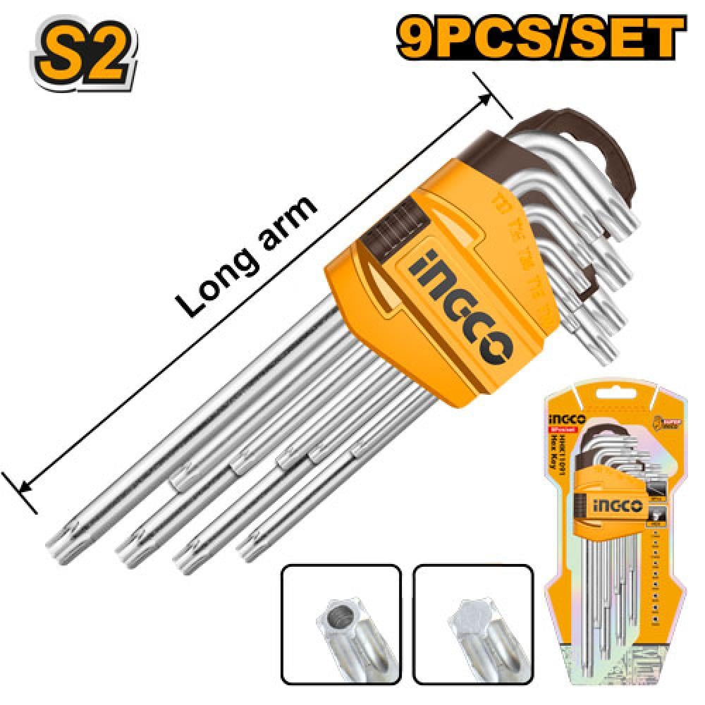 INGCO Hex Key Set – 9 Piece Star/Torx