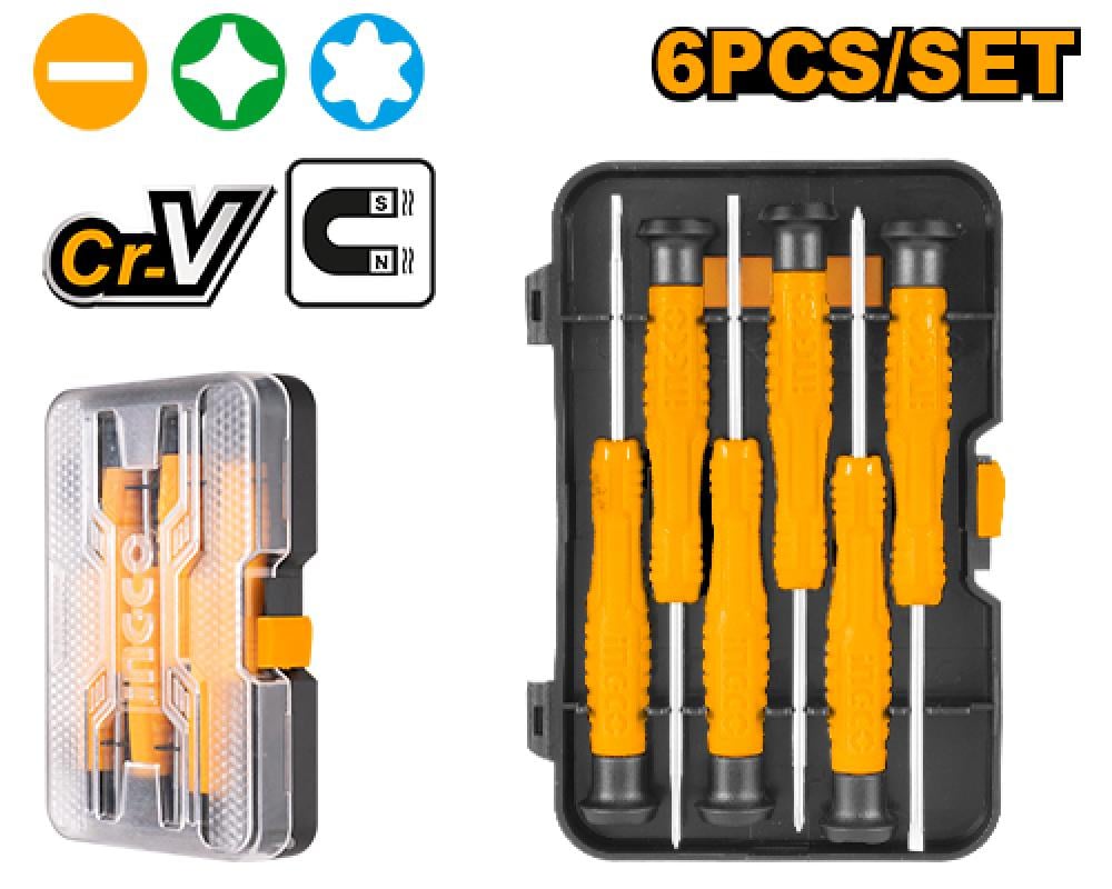 INGCO Electronics Screwdriver Set – 6 Piece Yellow