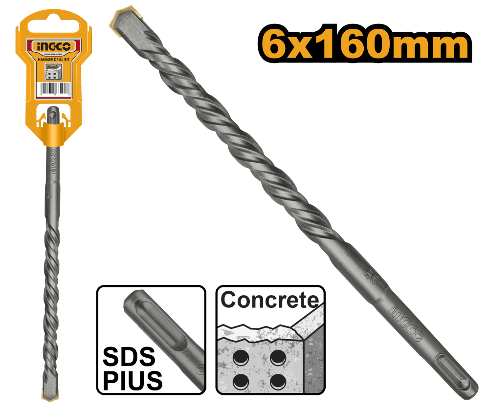 INGCO Black Masonry Drill Bit 6×160mm