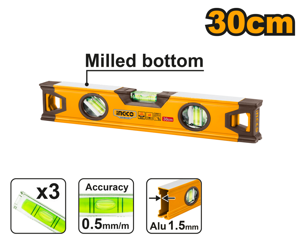 INGCO Industrial Spirit Level 30cm – Double Side