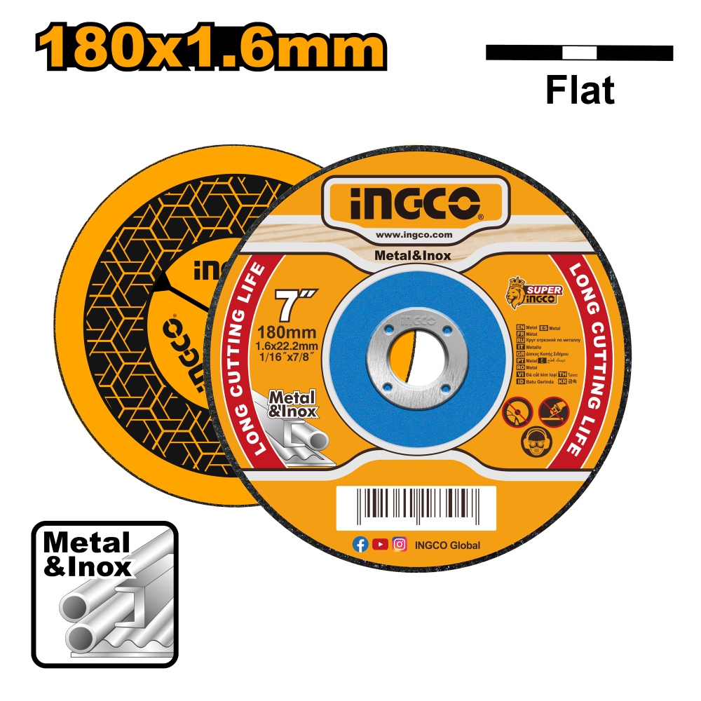 INGCO Metal Cutting Disc 7" (180mm) 22.2×1.6mm