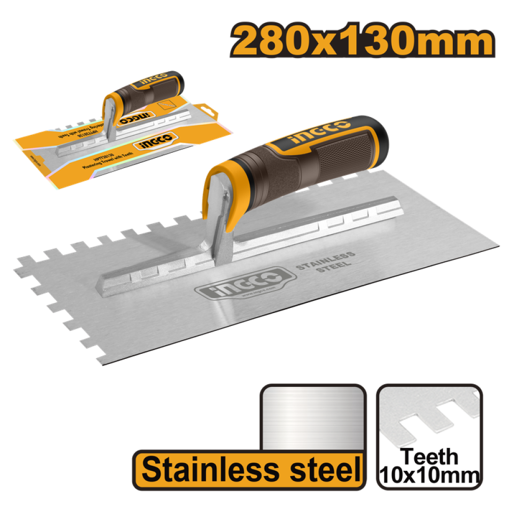INGCO Notched Trowel 280×130mm