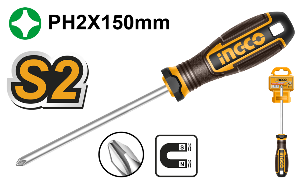 INGCO Phillips Screwdriver PH2 2×150mm