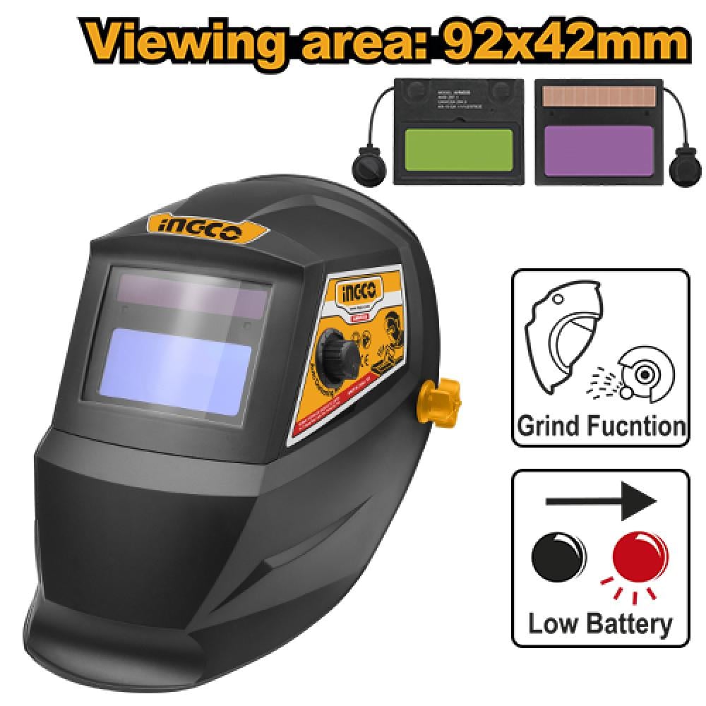 INGCO Auto-Darkening Welding Mask Black 92×42mm