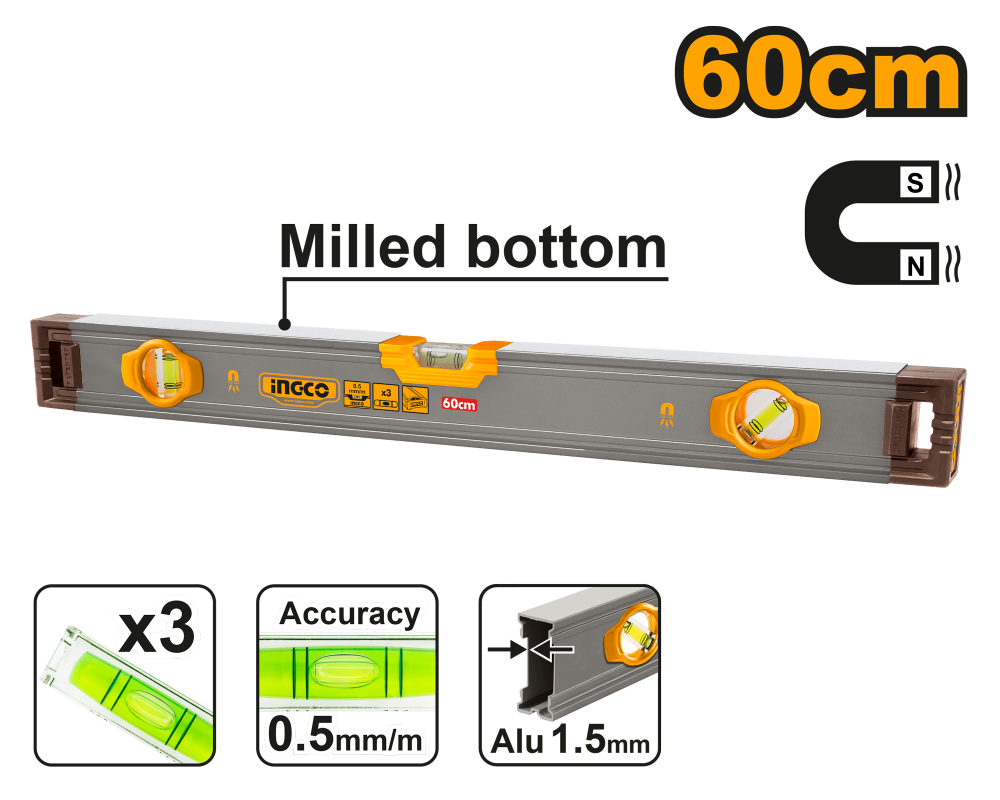 INGCO Industrial Spirit Level 60cm Magnetic HSL38060M